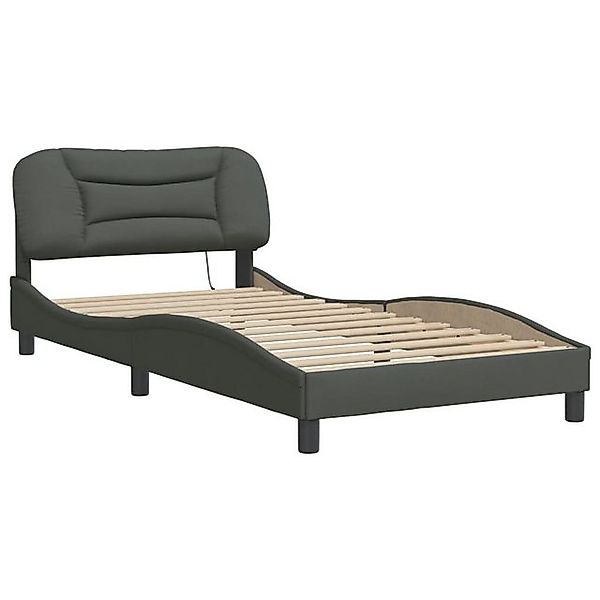 vidaXL Bett Bettgestell mit LED ohne Matratze "Hvar" Dunkelgrau 100x200 cm günstig online kaufen
