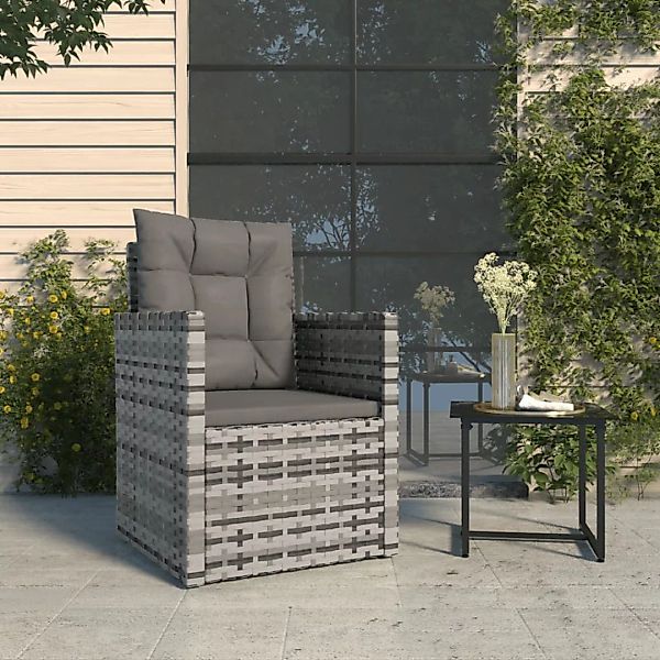 Vidaxl Gartensessel Mit Kissen Grau Poly Rattan günstig online kaufen