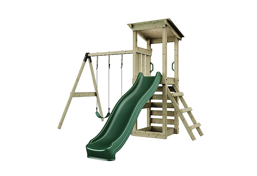 OutdoorToys Spielturm Spielturm Neapel, aus Holz in Grün mit Kinderschaukel günstig online kaufen
