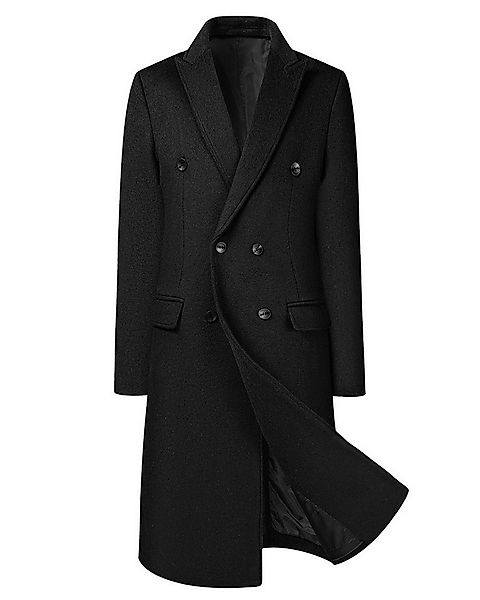 Allthemen Langmantel zweireihiger Herrenmantel in Uni Optik warmer Winterma günstig online kaufen