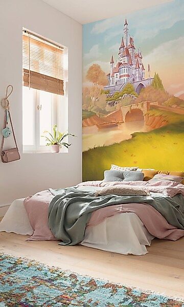 Komar Vlies Fototapete Disney Princess Belle Castle River Bunt günstig online kaufen