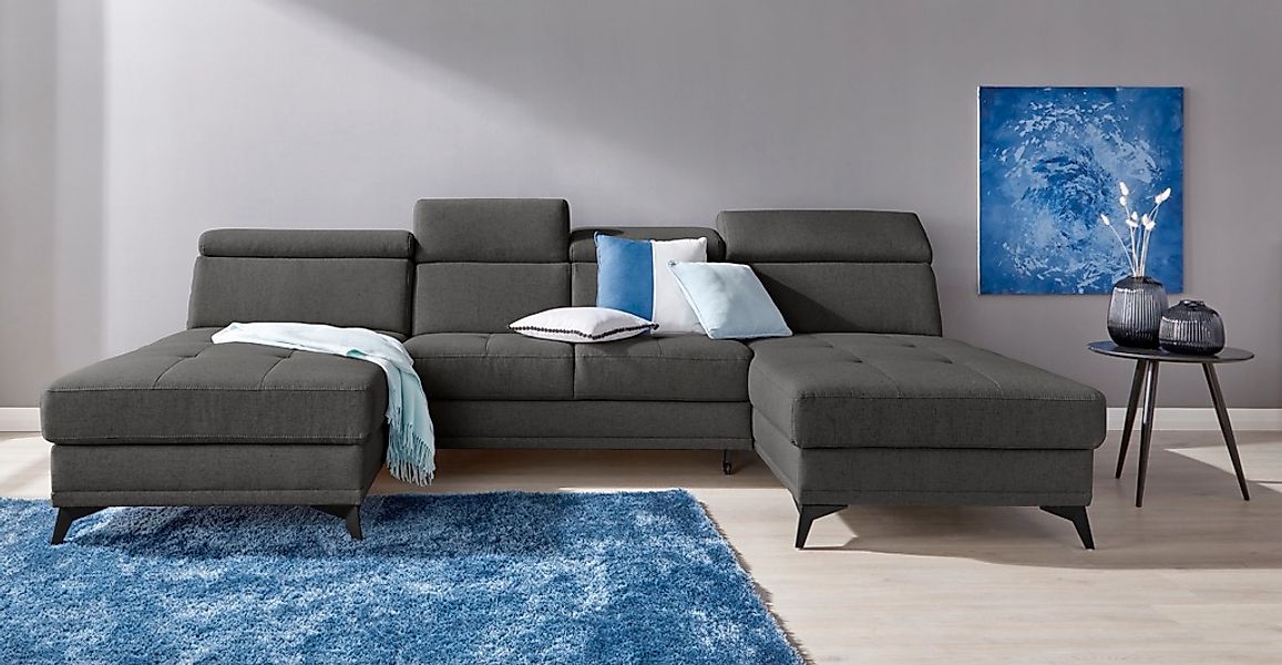 Home affaire Wohnlandschaft "Cardiz U-Form" inkl.Kopfteilverstellung und Fe günstig online kaufen
