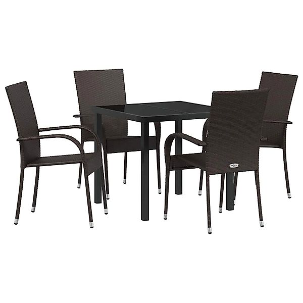 vidaXL Garten Essgruppe 5-Tlg Braun Poly Rattan 3379395 günstig online kaufen