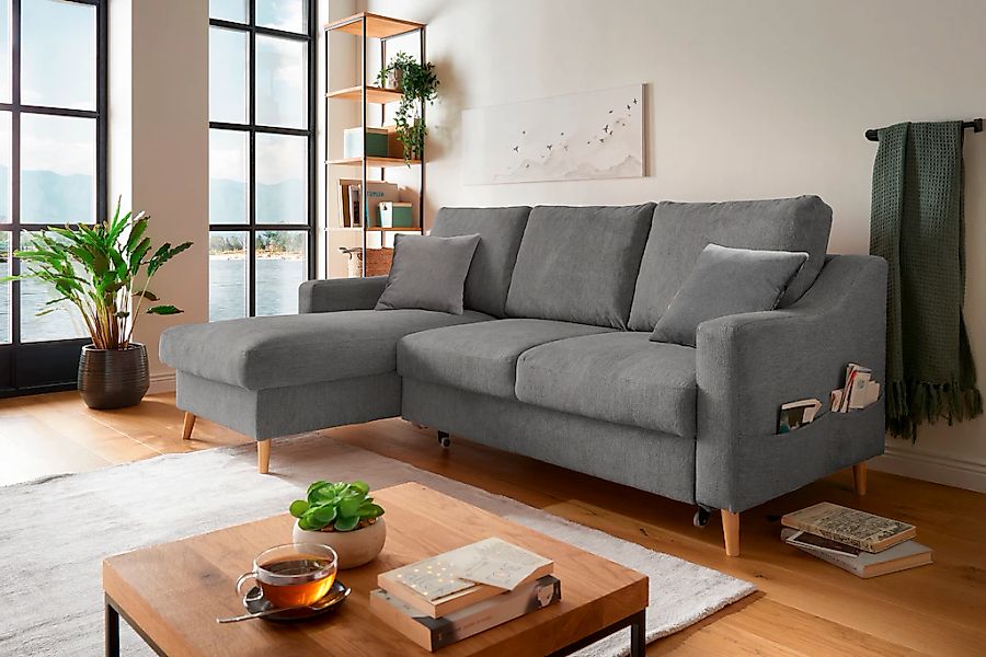 INOSIGN Ecksofa "Valentina L-Form", 2 Zierkissen, mit Seitentasche, auszieh günstig online kaufen