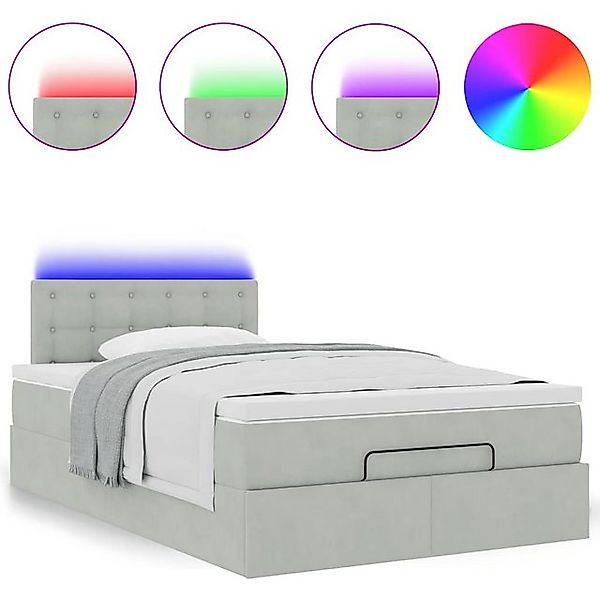 vidaXL Bett Ottomane Bett mit Matratze & LEDs Hellgrau 120x190 cm Samt günstig online kaufen