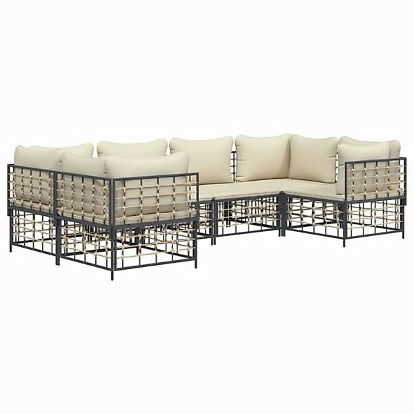 Vidaxl 6-tlg. Garten-lounge-set Mit Kissen Anthrazit Poly Rattan günstig online kaufen