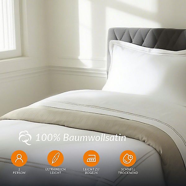 Pure cottom Bettwäsche Baumwoll-Satin Bettwäsche taupe/weiß, günstig online kaufen