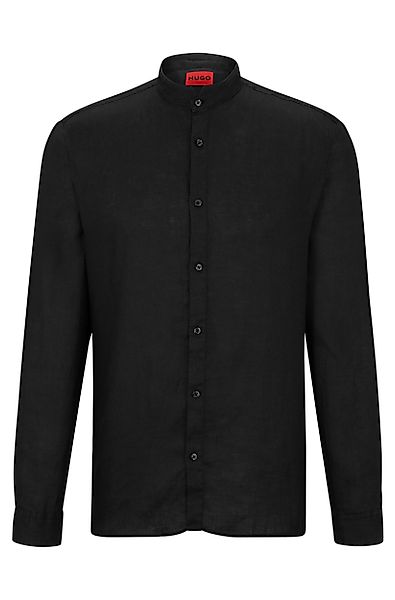 HUGO Langarmhemd Slim-Fit Leinen-Hemd mit Stehkragen günstig online kaufen