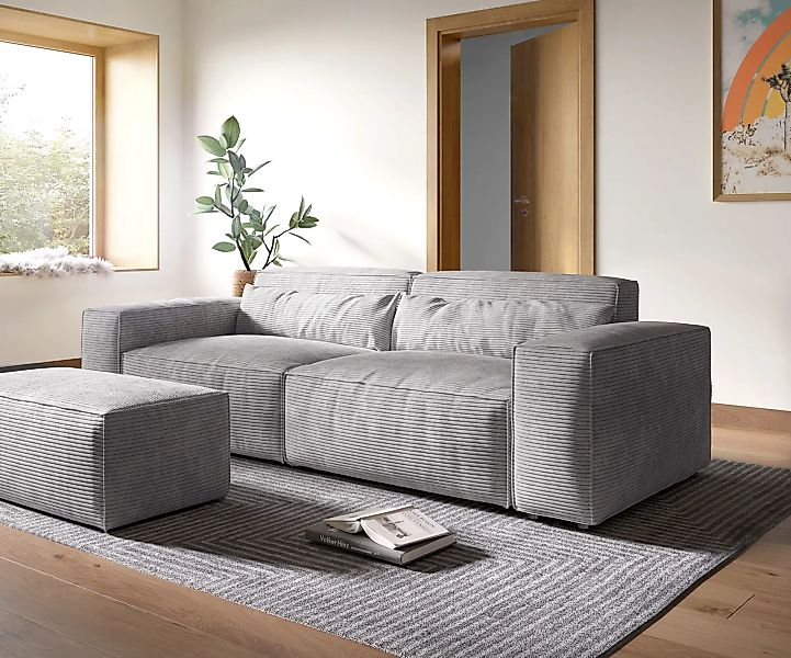 DELIFE Big-Sofa Sirpio, XL Lederimitat Vintage Anthrazit 270x130 cm mit Hoc günstig online kaufen