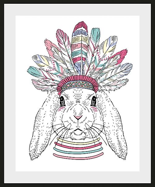 queence Bild »Indiana Bunny«, Hase-Hasen-Kunst-Haustiere-Federn, (1 St.), H günstig online kaufen
