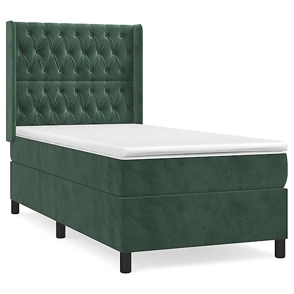 vidaXL Boxspringbett mit Matratze Dunkelgrün 100x200 cm Samt1396349 günstig online kaufen