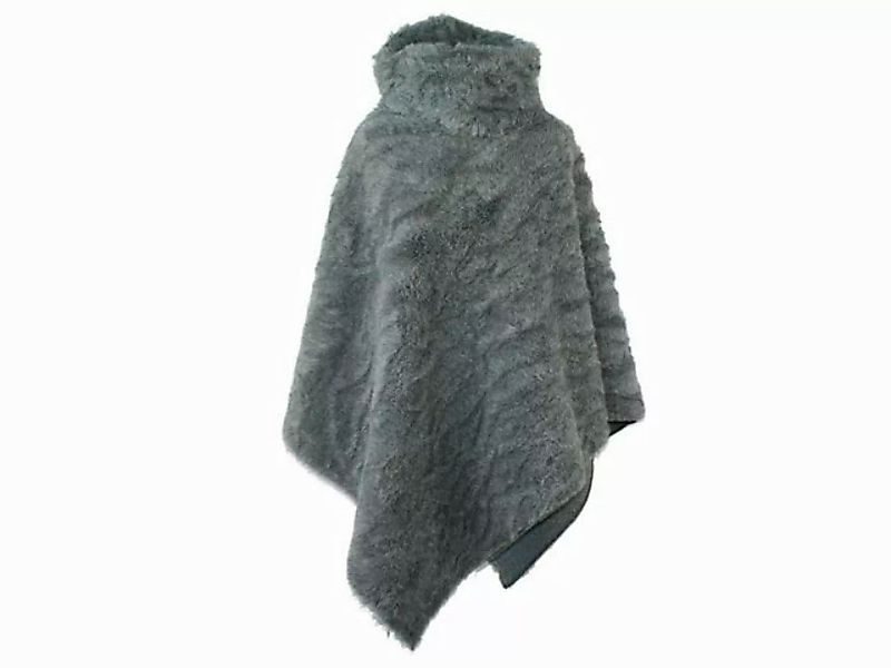 dunkle design Poncho Poncho mit Kragen Fake Fur Grau meliert günstig online kaufen