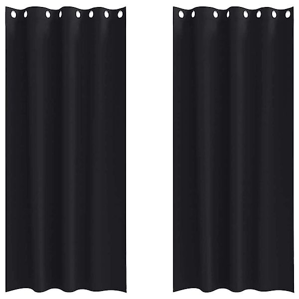 vidaXL Verdunkelungs-Vorhänge mit Ringen Schwarz Polyester 4107322 günstig online kaufen