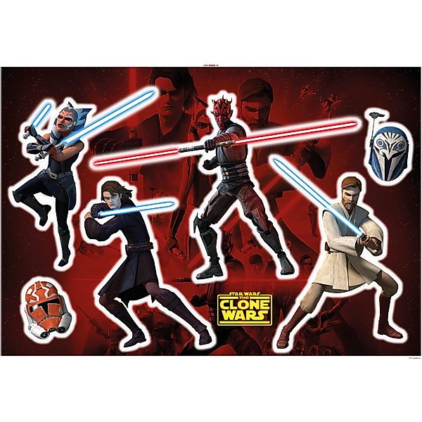 Komar Wandtattoo "Clone Wars Showdown - Größe 100 x 70 cm", (6 St.), selbst günstig online kaufen