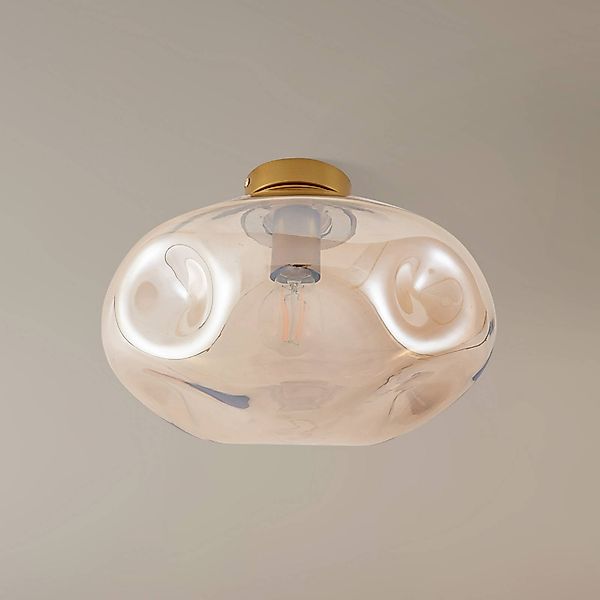Lindby Deckenleuchte Lelia, amber, Glas, Ø 35 cm günstig online kaufen