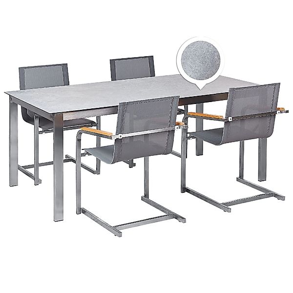 Beliani Gartentisch Set COSOLETO Grau Silber günstig online kaufen