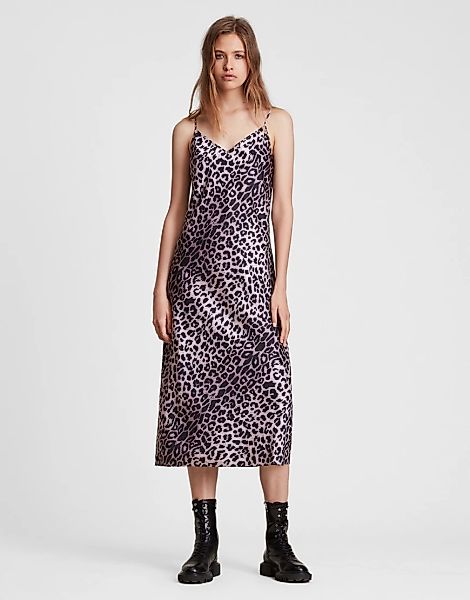 AllSaints – Tierney – Trägerkleid mit Leopardenmuster-Schwarz günstig online kaufen