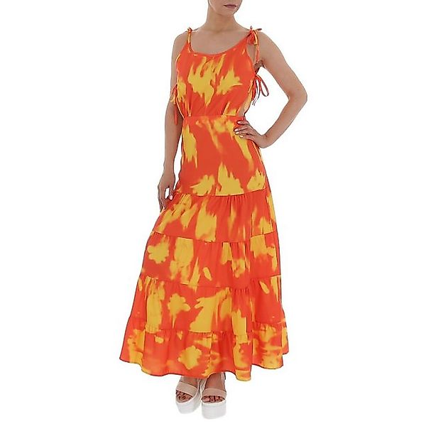 Ital-Design Sommerkleid Damen Freizeit Stufenkleid Volants Batik Maxikleid günstig online kaufen