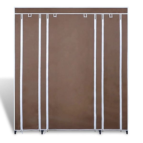 Stoffschrank Mit Fächern Und Stangen 45ã150ã176 Cm Braun günstig online kaufen