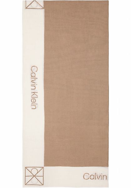 Calvin Klein Modetuch "LINEN BLEND EMBLEM PAREO SCARF" Mit Farbkontrasten günstig online kaufen