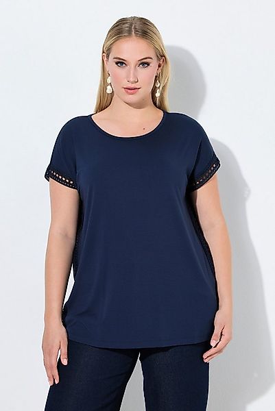 Ulla Popken T-Shirt T-Shirt Lochspitze Classic Rundhals Halbarm günstig online kaufen