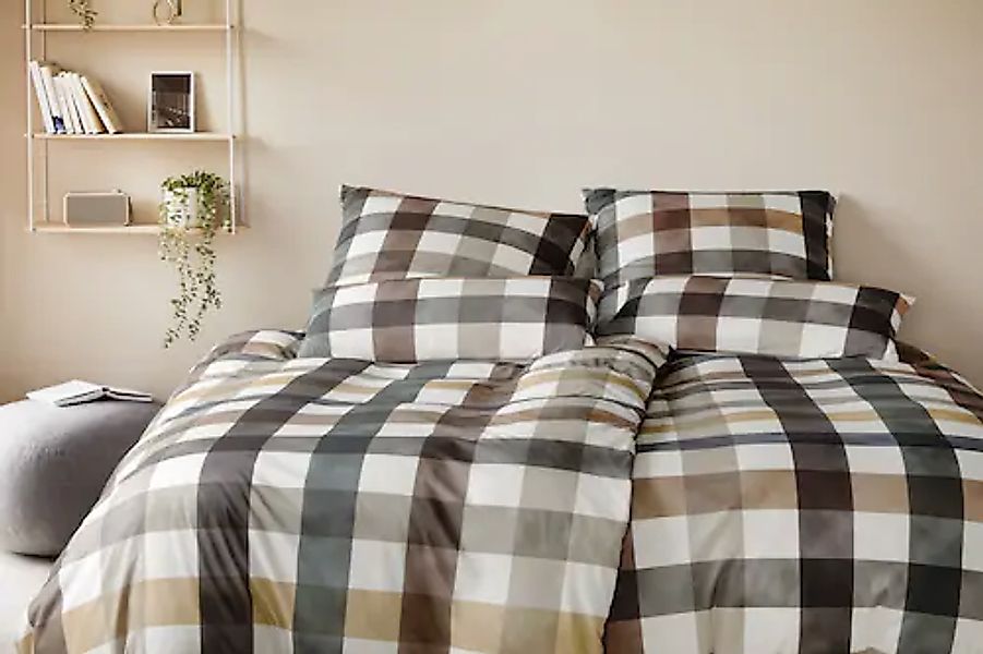 Elegante Bettwäsche »Kuschel Karo« 2 Stk. tlg. angenehmes Hautgefühl günstig online kaufen