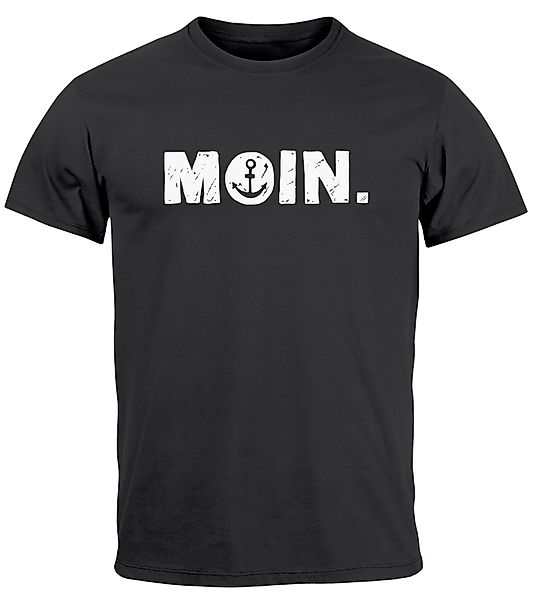 Neverless Print-Shirt Herren T-Shirt Schriftzug Moin günstig online kaufen