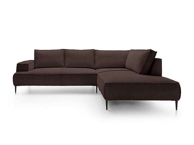 Goldstoff Ecksofa Cord VESPA L Beige – großes Wohnlandschaft Sofa L-Form, G günstig online kaufen