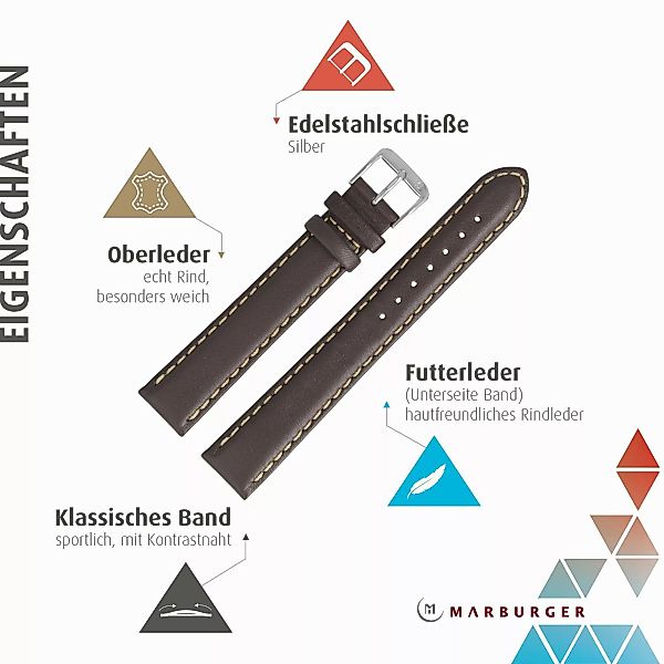 MARBURGER Uhrenarmband 24mm Leder XL Extra günstig online kaufen