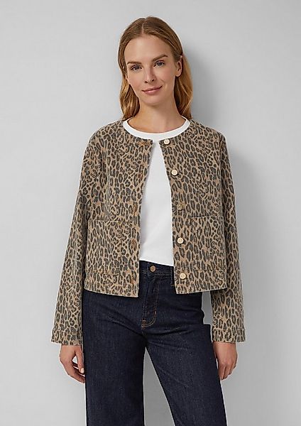 s.Oliver Funktionsjacke Indoor-Jacke Verkürzte Denimjacke mit Leoprint günstig online kaufen