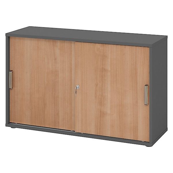 bümö Aktenschrank office Schiebetürenschrank Dekor: Graphit/Nussbaum - Grif günstig online kaufen