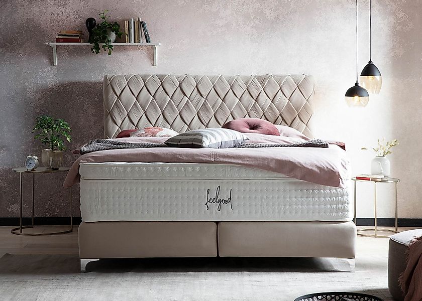 BettCo Boxspringbett Lyon (in Creme Velours, günstig online kaufen