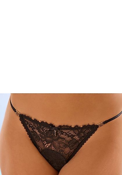 LASCANA Tanga Samara mit feiner Satinschleife und extravaganten Strassacces günstig online kaufen