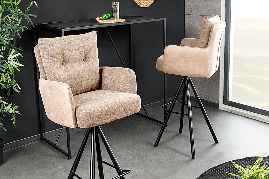 riess-ambiente Barhocker BIG GEORGE champagner beige / schwarz · Samt · Fla günstig online kaufen