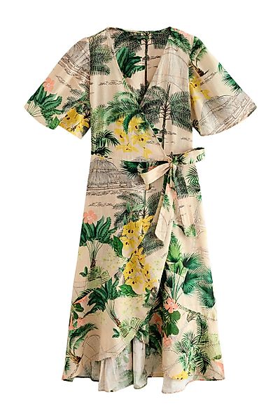 Next Midikleid Besticktes Wickelkleid aus 100 % günstig online kaufen