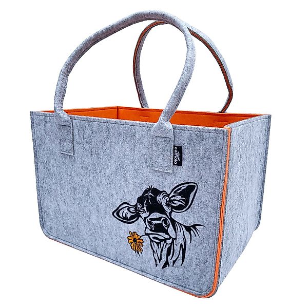 Camolo Tragetasche Filz Einkaufstasche COW Orange günstig online kaufen