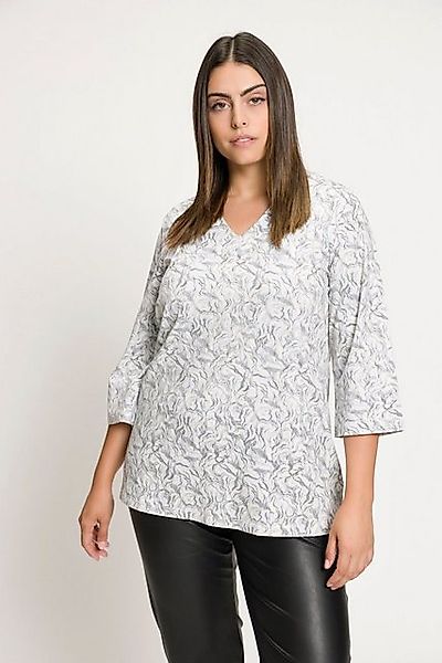 Ulla Popken Rundhalsshirt Shirt Kelchkragen Classic V-Ausschnitt 34-Arm günstig online kaufen