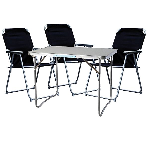 Mojawo 4 Teilig Campingmöbel Set Alu mit Tragegriff Schwarz Camping L70xB50 günstig online kaufen