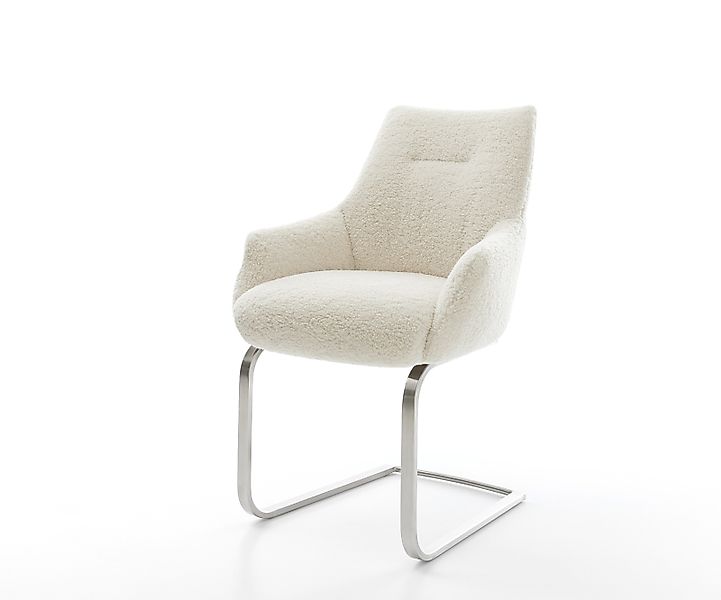 Freischwinger Alja-Flex mit Armlehnen Teddystoff Beige Freischwinger flach günstig online kaufen