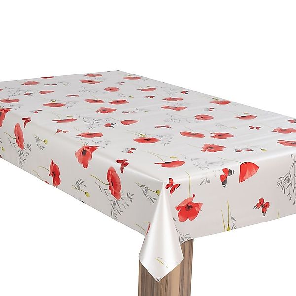 laro Tischdecke Wachstuch-Tischdecke Gartentischdecke Mohnblume Rot günstig online kaufen