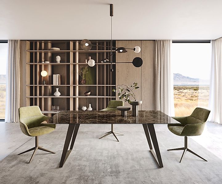 Esstisch Edge 200x100 Keramik Emperador Extra Lucidato Dunkelbraun Metall E günstig online kaufen