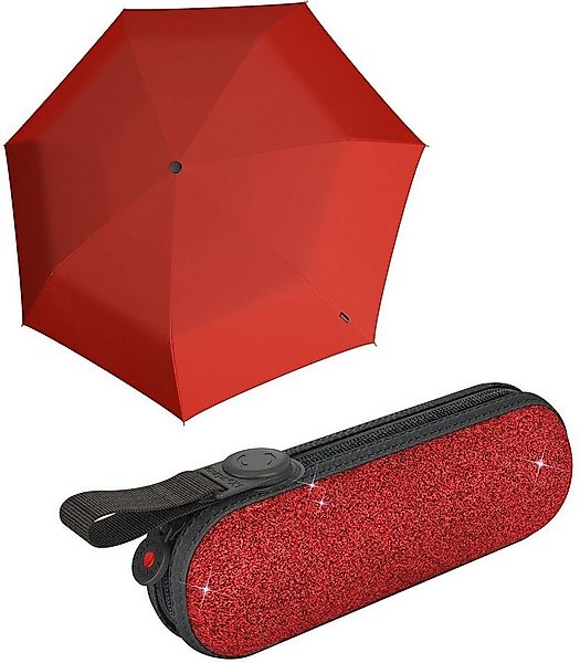 Knirps® Taschenregenschirm X1 mini Damen-Schirm Glam red im Glitzer-Etui, m günstig online kaufen