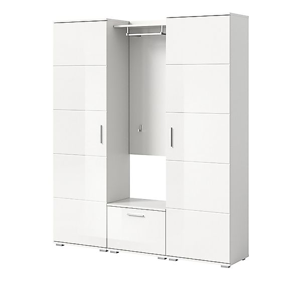 Inn.Furn Garderobe Set Weiß Hochglanz 4-teilig 165 cm Viel Stauraum Grazie günstig online kaufen