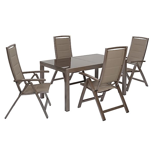 Merxx Tinetto Set 5-tlg. 4 Klappsessel Gartentisch Ausziehbar 150 (220) x 9 günstig online kaufen