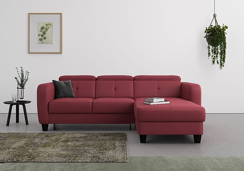 sit&more Ecksofa "Belluci L-Form" inklusive Federkern, wahlweise mit Bettfu günstig online kaufen