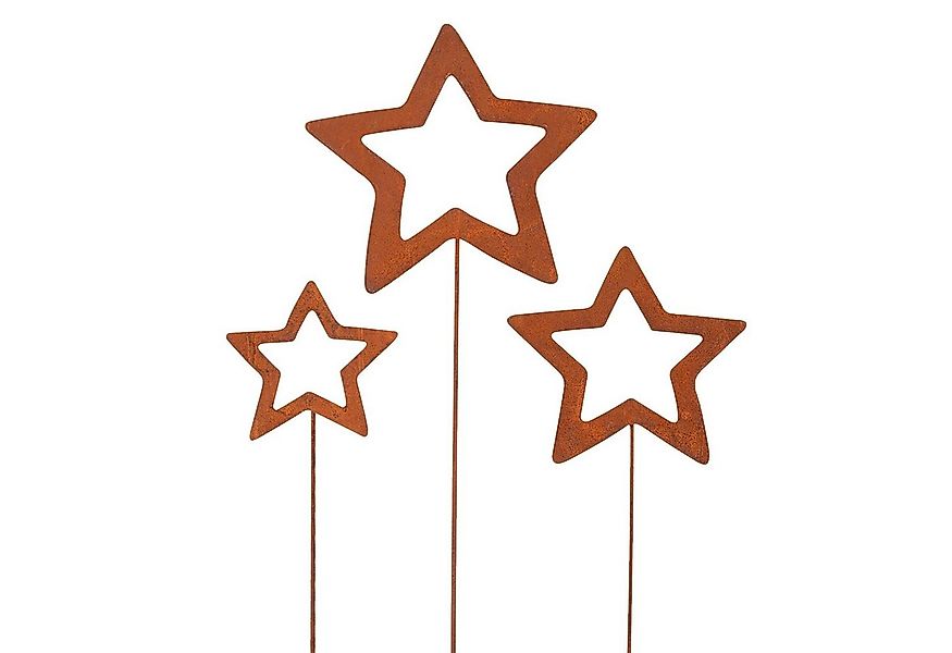 UNUS GARDEN Gartenstecker Roststecker Sterne 3er Set Metall Rostoptik dekor günstig online kaufen