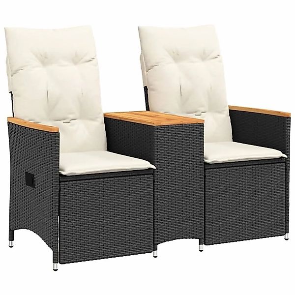 vidaXL Gartensofa 2-Sitzer Verstellbar mit Tisch Schwarz Poly Rattan 365720 günstig online kaufen