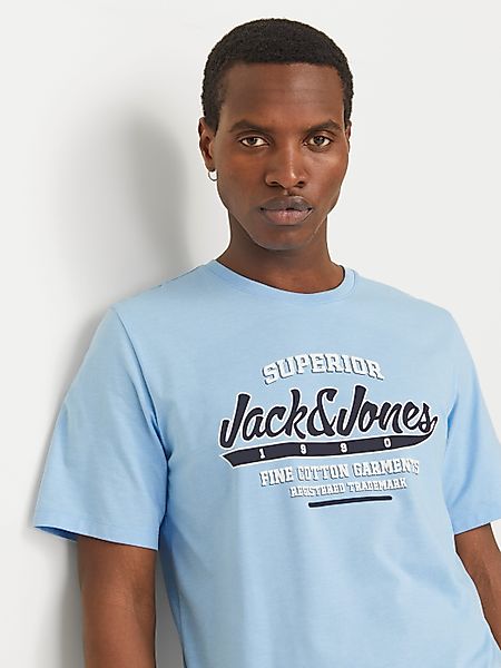Jack & Jones Rundhalsshirt "JJELOGO TEE SS O-NECK 2 COL SS25 SN", mit Logo günstig online kaufen