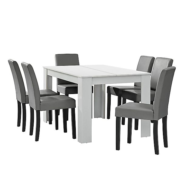 en.casa Essgruppe, (7-tlg., Esstisch mit 6 günstig online kaufen