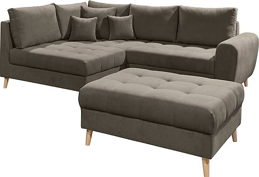 ED EXCITING DESIGN Ecksofa Alice L-Form, Set, mit Hocker, Rückenkissen, Zie günstig online kaufen